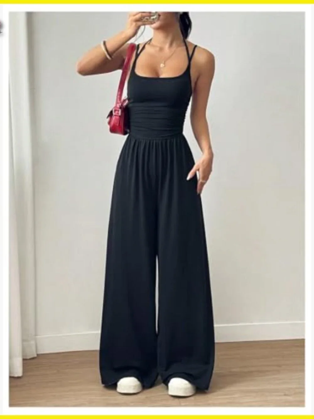 Summer Jumpsuit Spaghetti Strap Wide Leg Romper Chic Casual Outfit
